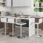 Ergonomic Adjustable Barstools with PU Leather and Footrest (Set of 2)