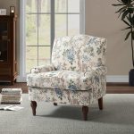 Adolf Bird Print Linen Armchair with Solid Wood Legs