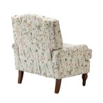 Adolf Bird Print Linen Living Room Armchair with Wood Legs