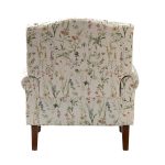 Adolf Bird Print Linen Living Room Armchair with Wood Legs