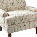 Adolf Bird Print Linen Living Room Armchair with Wood Legs