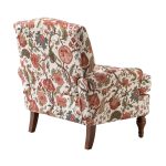 Adolf Bird Print Red Linen Accent Armchair