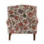 Adolf Bird Print Red Linen Accent Armchair