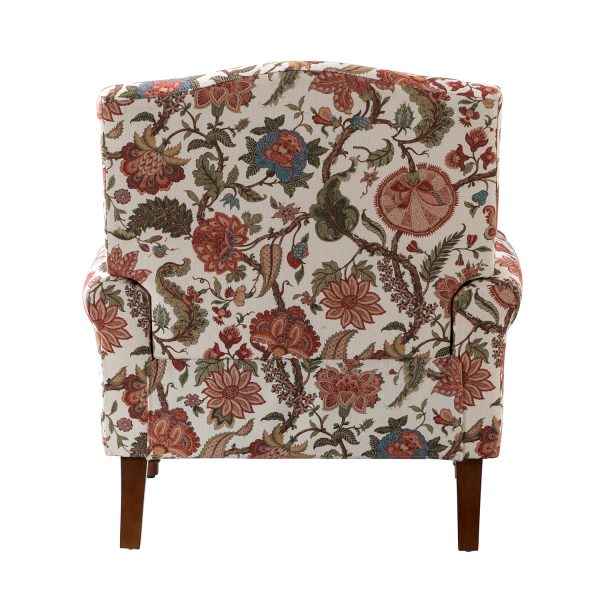Adolf Bird Print Red Linen Accent Armchair 3