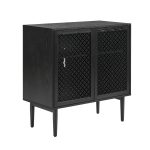 Adolf Black Modern Farmhouse Accent Cabinet with LED Lights