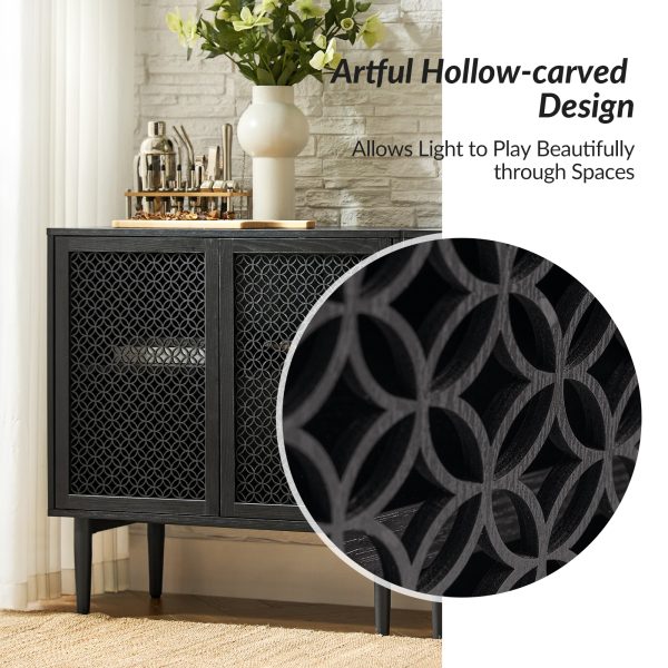 Adolf Black Modern Farmhouse Accent Cabinet with LED Lights 3