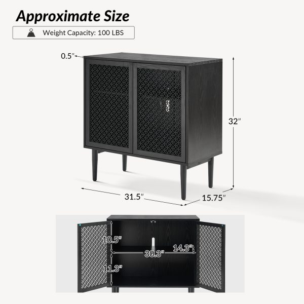 Adolf Black Modern Farmhouse Accent Cabinet with LED Lights 4