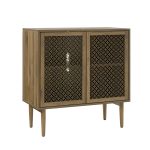 Adolf Walnut Modern Farmhouse LED Accent Cabinet