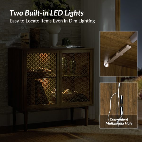 Adolf Walnut Modern Farmhouse LED Accent Cabinet 2
