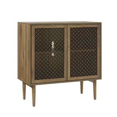 Adolf Walnut Modern Farmhouse LED Accent Cabinet