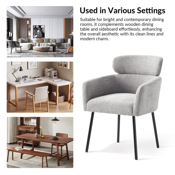 Adrian Grey Lambswool Boucle Modern Dining Chair 2