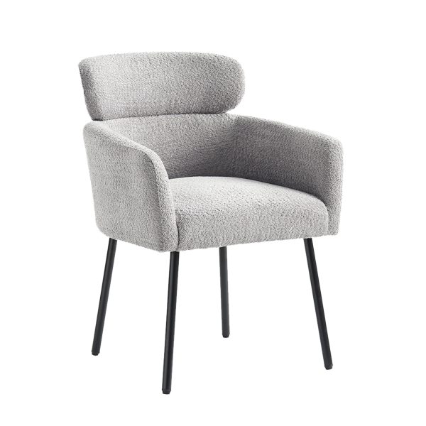 Adrian Grey Lambswool Boucle Modern Dining Chair
