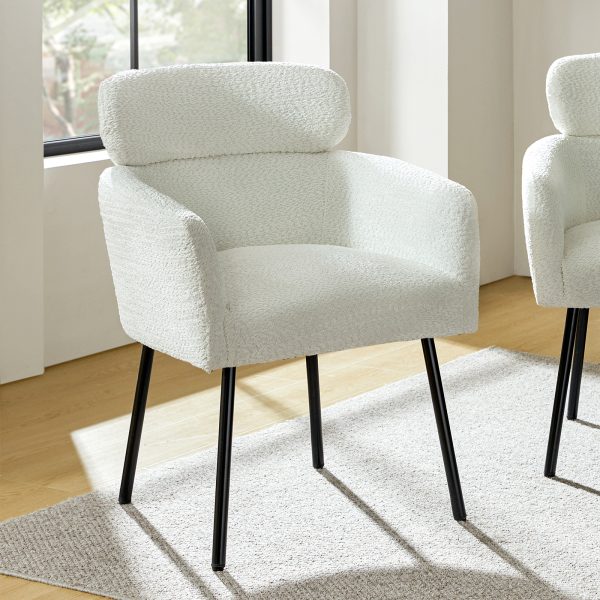 Adrian Ivory Boucle Modern Dining Chair 1