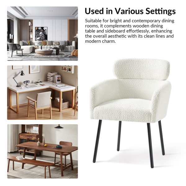 Adrian Ivory Boucle Modern Dining Chair 2