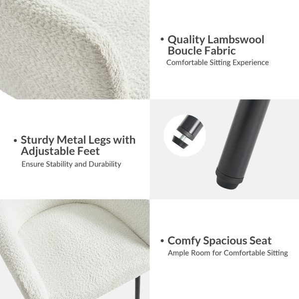 Adrian Ivory Boucle Modern Dining Chair 4