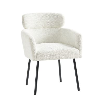 Adrian Ivory Boucle Modern Dining Chair