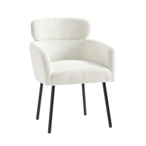 Adrian Ivory Boucle Modern Dining Chair