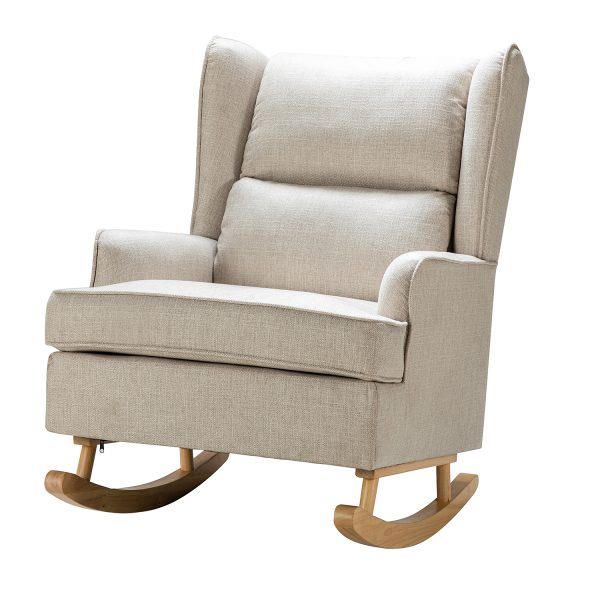Adrian Linen Rocking Wingback Accent Chair 1