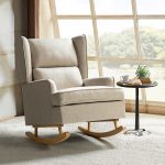 Adrian Linen Rocking Wingback Accent Chair