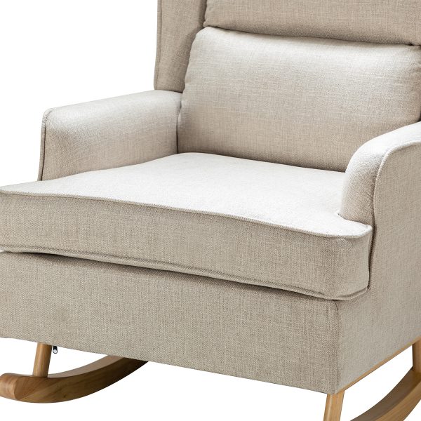 Adrian Linen Rocking Wingback Accent Chair 4