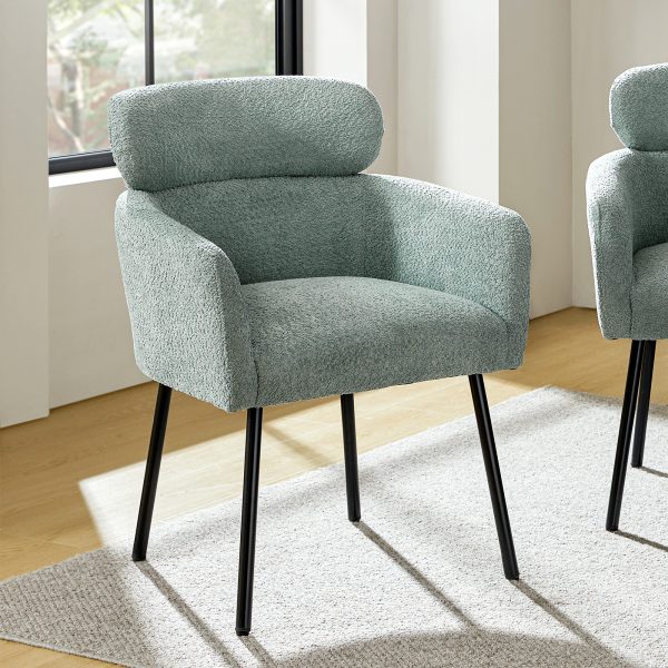 Adrian Sage Lambswool Boucle Modern Dining Chair 1