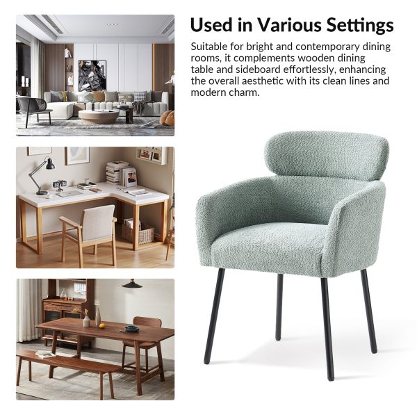 Adrian Sage Lambswool Boucle Modern Dining Chair 2