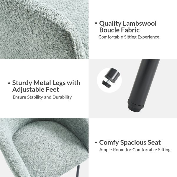 Adrian Sage Lambswool Boucle Modern Dining Chair 4