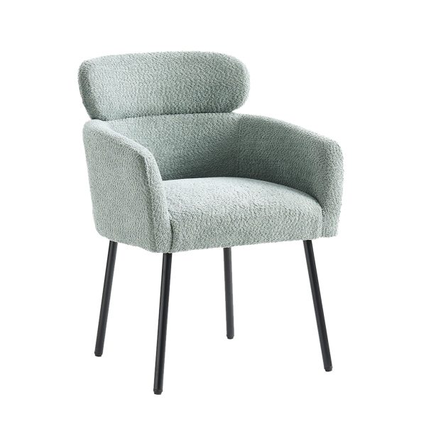 Adrian Sage Lambswool Boucle Modern Dining Chair