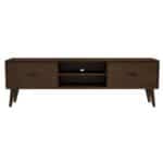 Brown Solid Wood Mid-Century Modern Low Profile TV Stand