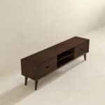 Brown Solid Wood Mid-Century Modern Low Profile TV Stand