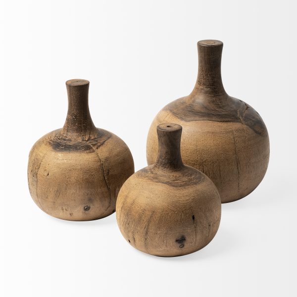 Afra Medium Solid Wood Vase Shaped Decorative Object 3