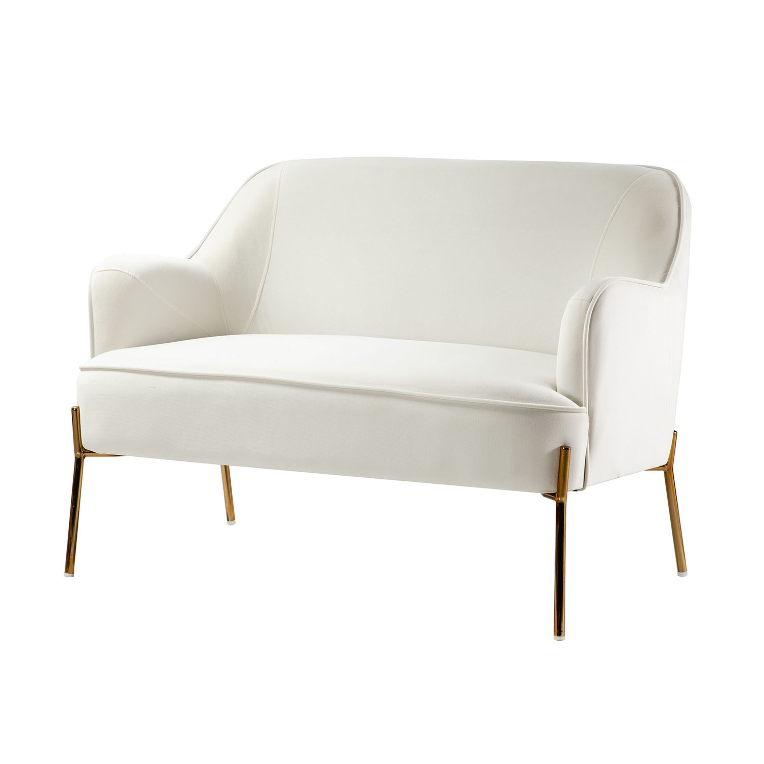 Aginaga Ivory Velvet Piped Edge Small Space Loveseat 2 Aginaga Ivory Velvet Piped Edge Small Space Loveseat - Image 2