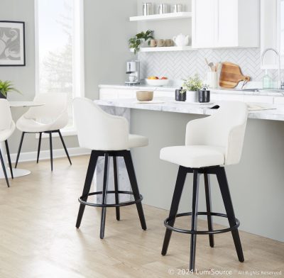 Ahoy 26-Inch Black Bamboo Cream Fabric Contemporary Stools (Set of 2)