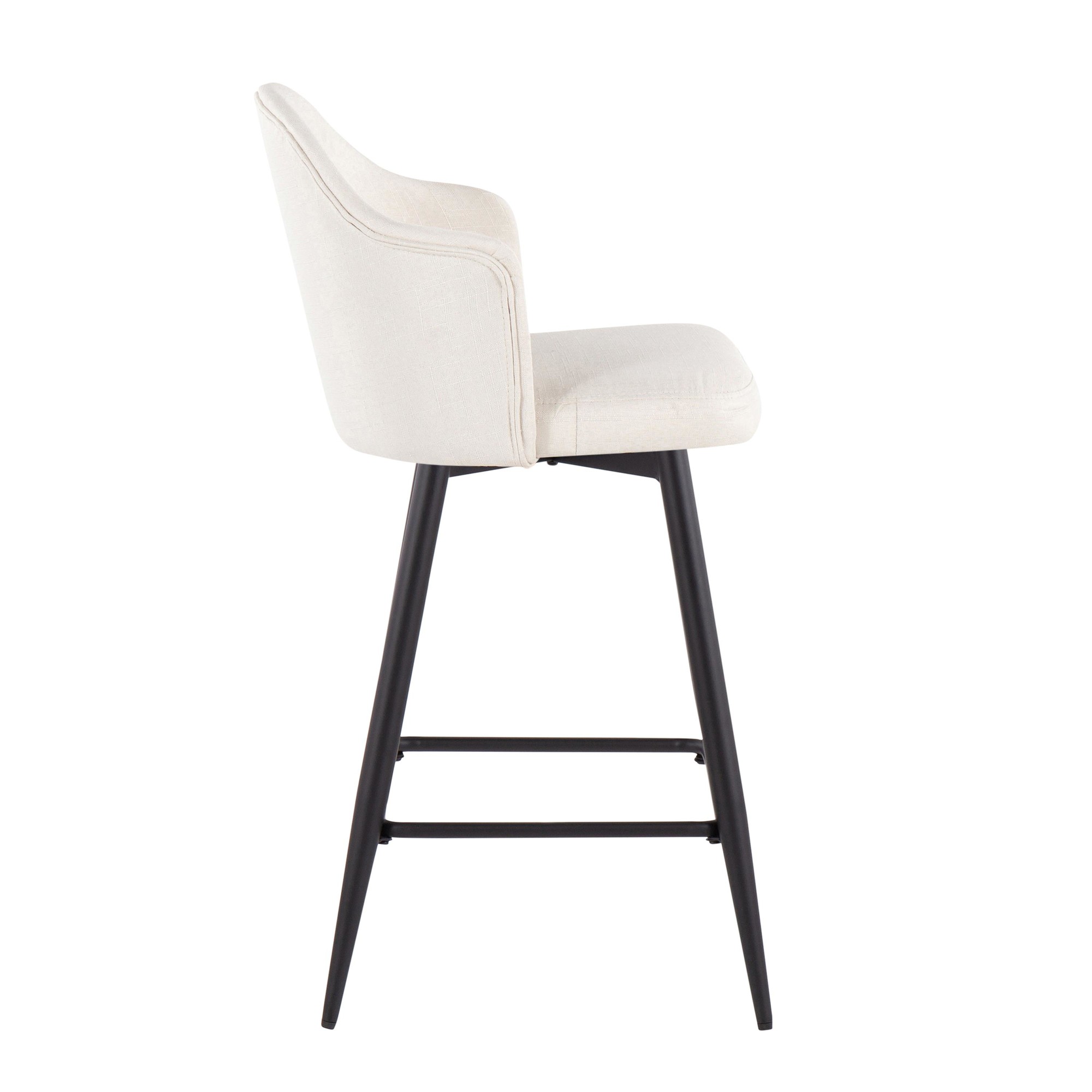 Ahoy 26-Inch Black Metal Cream Swivel Counter Stools (Set of 2) 4 Ahoy 26-Inch Black Metal Cream Swivel Counter Stools (Set of 2) - Image 4