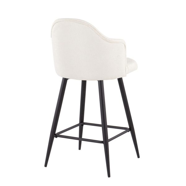 Ahoy 26 Inch Black Metal Cream Swivel Counter Stools Set of 2 4