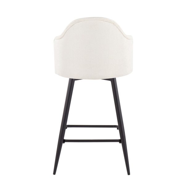 Ahoy 26 Inch Black Metal Cream Swivel Counter Stools Set of 2 5