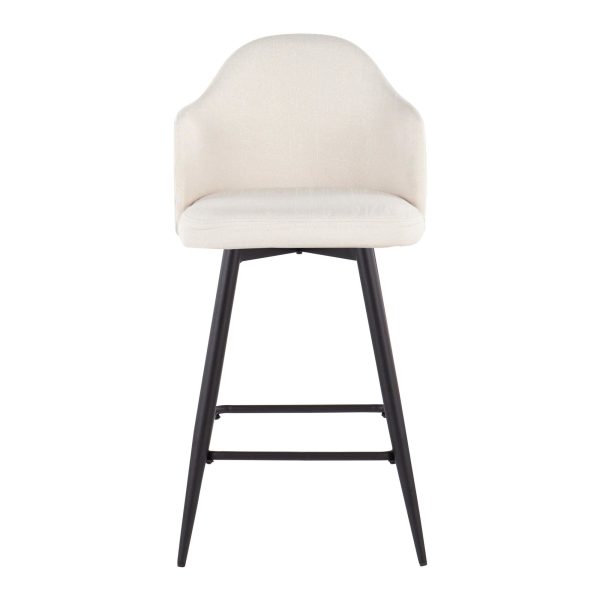 Ahoy 26 Inch Black Metal Cream Swivel Counter Stools Set of 2 6