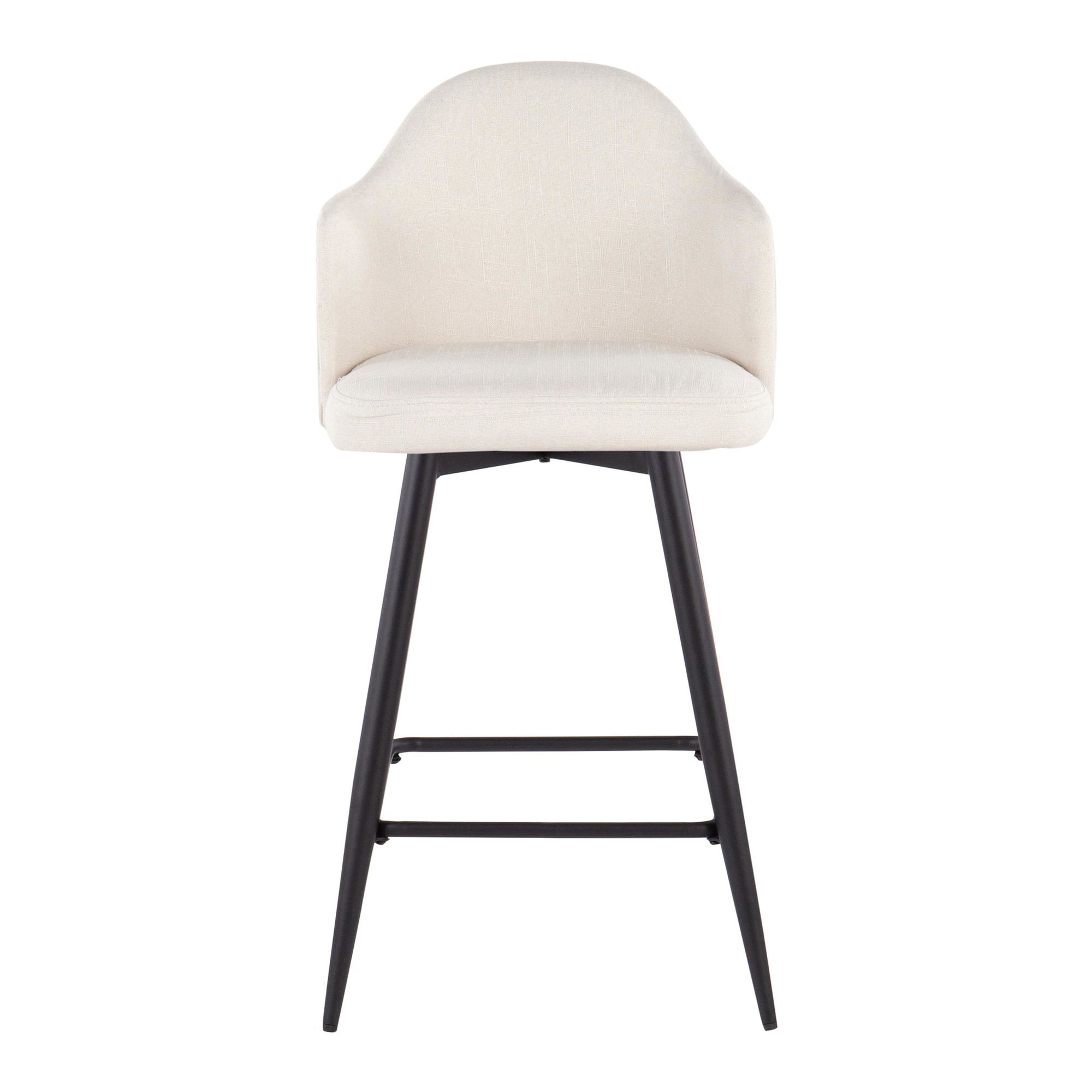 Ahoy 26-Inch Black Metal Cream Swivel Counter Stools (Set of 2) 7 Ahoy 26-Inch Black Metal Cream Swivel Counter Stools (Set of 2) - Image 7