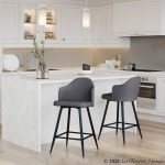 Ahoy 26-Inch Black Metal Grey Fabric Swivel Counter Stool (Set of 2)