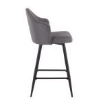 Ahoy 26-Inch Black Metal Grey Fabric Swivel Counter Stool (Set of 2)