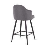 Ahoy 26-Inch Black Metal Grey Fabric Swivel Counter Stool (Set of 2)