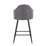 Ahoy 26-Inch Black Metal Grey Fabric Swivel Counter Stool (Set of 2)
