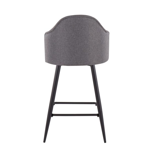 Ahoy 26 Inch Black Metal Grey Fabric Swivel Counter Stool Set of 2 5
