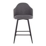 Ahoy 26-Inch Black Metal Grey Fabric Swivel Counter Stool (Set of 2)