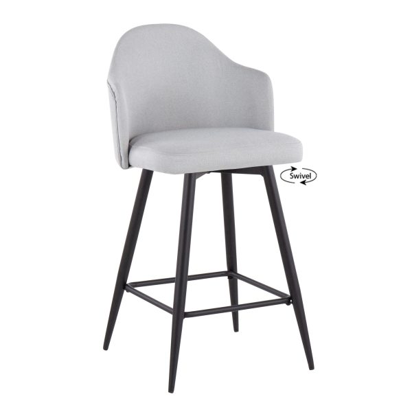 Ahoy 26 Inch Black Metal Light Grey Swivel Stools Set of 2 2