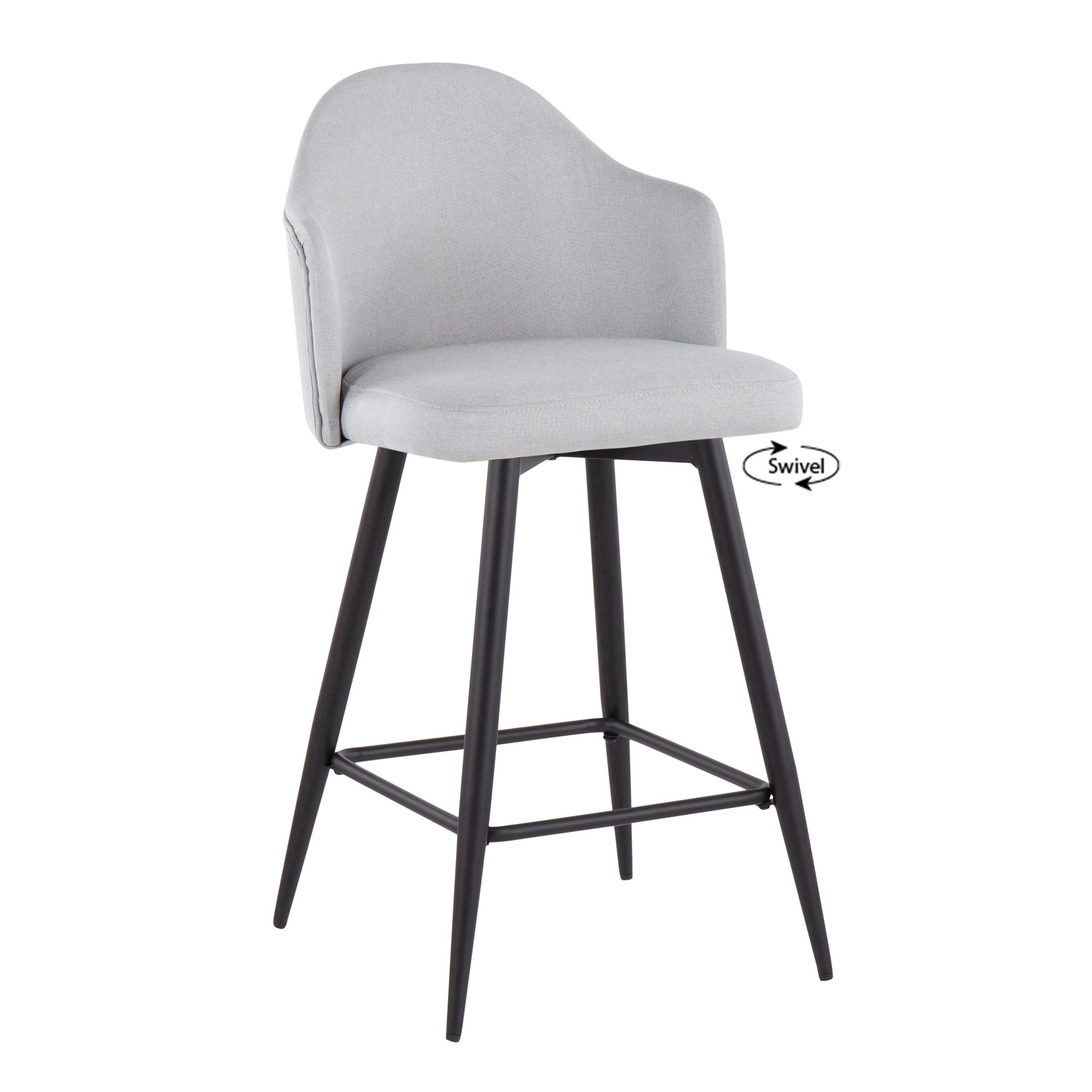 Ahoy 26 Inch Black Metal Light Grey Swivel Stools (Set of 2) 3 Ahoy 26 Inch Black Metal Light Grey Swivel Stools (Set of 2) - Image 3