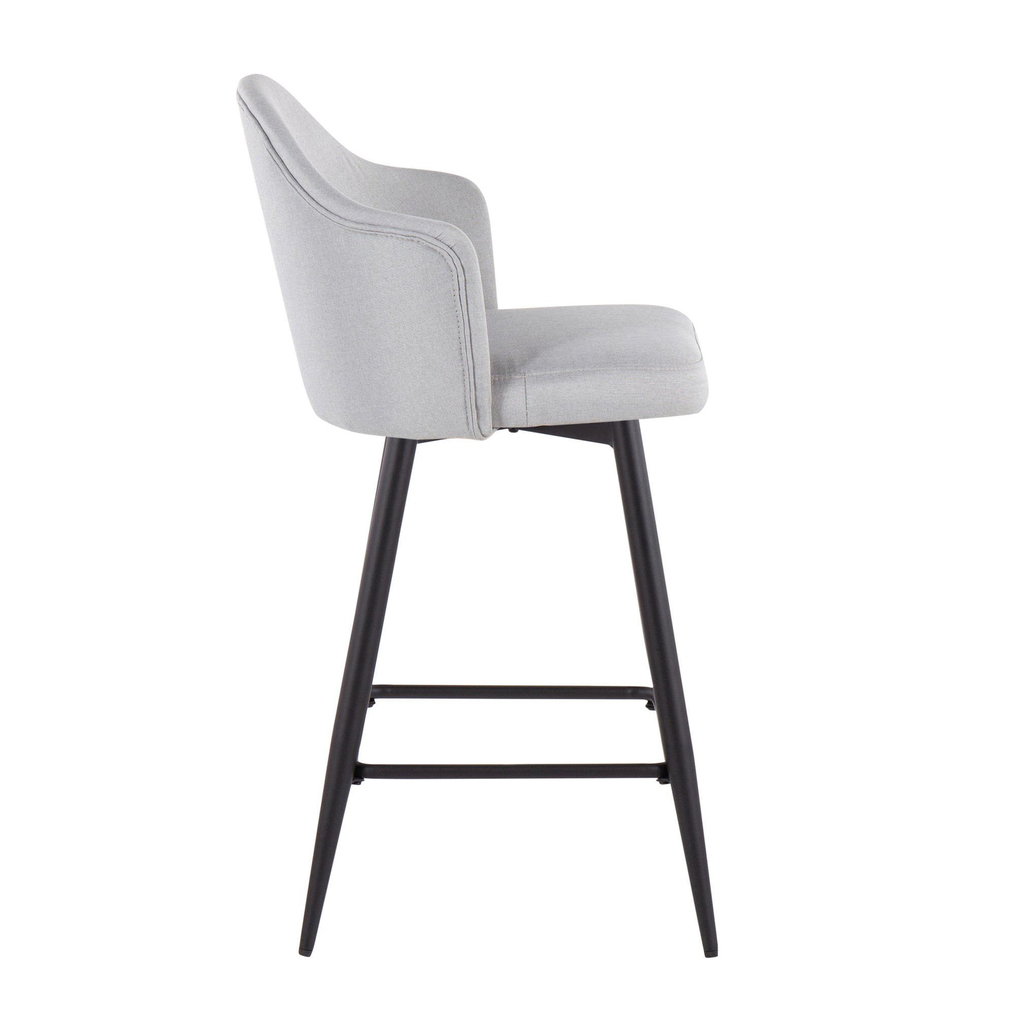 Ahoy 26 Inch Black Metal Light Grey Swivel Stools (Set of 2) 4 Ahoy 26 Inch Black Metal Light Grey Swivel Stools (Set of 2) - Image 4