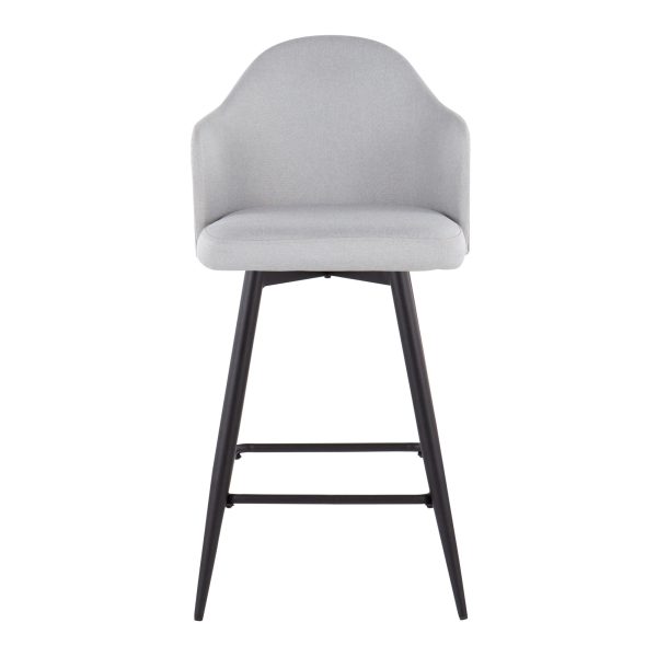 Ahoy 26 Inch Black Metal Light Grey Swivel Stools Set of 2 6