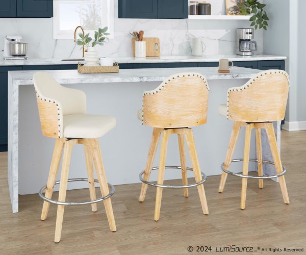 Ahoy 26 Inch Natural Bamboo Cream Swivel Counter Stools Set of 2 2