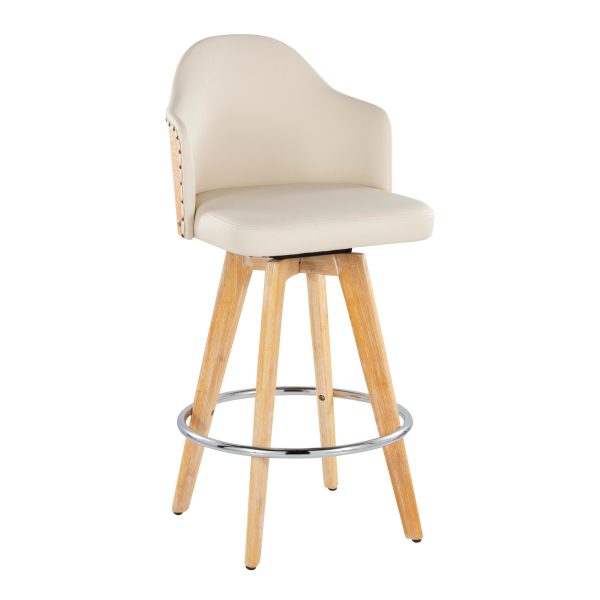 Ahoy 26 Inch Natural Bamboo Cream Swivel Counter Stools Set of 2 5